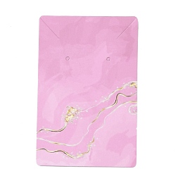 Honeyhandy Hot Stamping Cardboard Paper Jewelry Display Cards, for Hanging Earring & Necklace, Rectangle, Pearl Pink, 9x6x0.04cm, Hole: 1.6mm