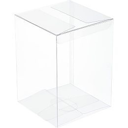 BENECREAT 15Pcs Clear Gift Boxes Rectangle Transparent PVC Favor Boxes 3.9x3.9x5.5'' for Wedding Party Treat Candy Cupcakes