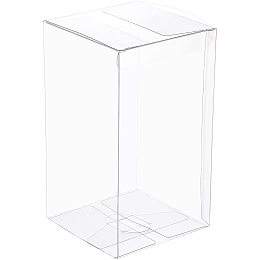 BENECREAT 15 Pack 3.5x3.5x6.3 Inch Clear Favor Boxes PVC Plastic Box Transparent Boxes Rectangle Plastic Party Favor Boxes for Wedding Party Treat Candy Cupcakes