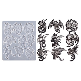 Honeyhandy DIY Dragon Pendant Silicone Molds, Resin Casting Molds, White, 230x200x7mm, Inner Diameter: 43~72x55~73mm