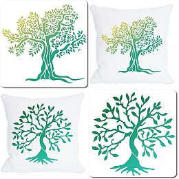 GORGECRAFT 2 Styles Tree of Life Stencil Template 11.8x11.8 Inch Large Reusable Square Sign Home DIY Arts Crafts for Painting on Wood Wall Scrapbook Card Floor Drawing Tool Handmade Supplies