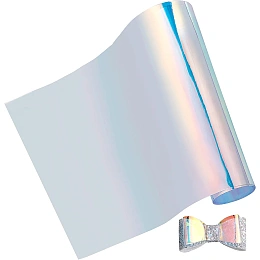 GORGECRAFT 37"x8"PVC Holographic Sheet Transparent Iridescent Opal Roll Vinyl Rainbow Glossy Clear Film Mirrored Foil Laser Fabric for Craft Shoes Bag Sewing Patchwork Window(Clear)