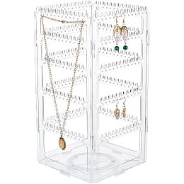 NBEADS Rotating Jewelry Organizer, 360 Degree Clear Jewelry Hanger Organizer Ear Studs Storage Rack Necklace Holder for Rings Bracelets Watches Jewelry Display, Store About 110 Pairs Earring