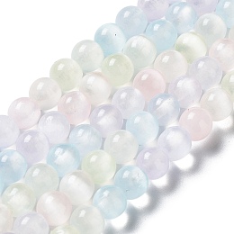 Honeyhandy Natural Selenite Beads Strands, Dyed, Macaron Color Round Beads, 6mm, Hole: 1mm, about 64pcs/strand, 15.43''(39.2cm)