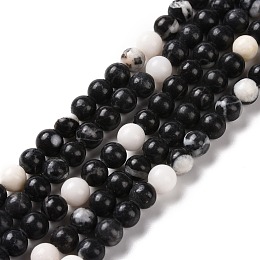 Natural Zebra Jasper Beads Strands, Round, 6mm, Hole: 0.9mm, about 65pcs/strand, 15.16''(38.5cm)