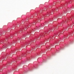 Honeyhandy Faceted Synthetic Quartz Beads Strands, Dyed, Round, Magenta, 2mm, Hole: 0.5mm, about 200pcs/strand, 15.5 inch(39.5cm)