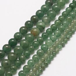 Honeyhandy Grade AB Natural Green Aventurine Bead Strands, Round, 4~8mm, Hole: 0.5~1mm, about 49~96pcs/strand, 15.7 inch(40cm)