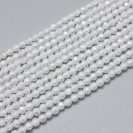 Honeyhandy Cubic Zirconia Beads Strands, Faceted, Round, Clear, 2mm, Hole: 0.5mm, about 169pcs/strand, 15.7 inch(40cm)