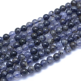 Honeyhandy Natural Iolite/Cordierite/Dichroite Beads Strands, Round, 5~5.5mm, Hole: 0.7mm, about 83pcs/strand, 15.75 inch(40cm)