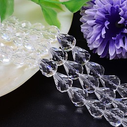 Arricraft Faceted Teardrop Imitation Austrian Crystal Bead Strands, Grade AAA, Clear, 10x8mm, Hole: 0.9~1mm, about 40pcs/strand, 15.7 inches