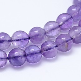 Honeyhandy Natural Amethyst Round Bead Strands, Grade AB, 10mm, Hole: 1mm, about 39pcs/strand, 15.5 inch