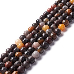 Honeyhandy Natural Brecciated Jasper Beads Strands, Round, 10mm, Hole: 1mm, about 38pcs/strand, 15.04''(38.2cm)