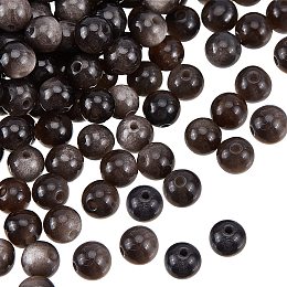 OLYCRAFT 132pcs Natural Silver Obsidian Beads Strands 6mm Natural Gemstone Loose Beads Round Glass Spacer Beads for DIY Earring Bracelet Necklace Jewelry Making