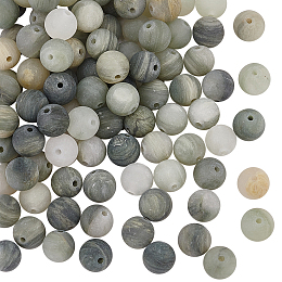 Olycraft 2 Strands Frosted Round Natural Green Rutilated Quartz Beads Strands, 8mm, Hole: 1mm, about 48pcs/strand, 15.7 inch(39.88cm)