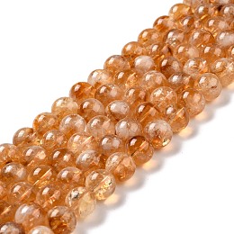 Honeyhandy Natural Citrine Bead Strands, Round, 12~12.5mm, Hole: 1mm, about 31pcs/strand, 15.16''(38.5cm)