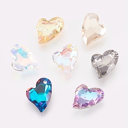 Honeyhandy K9 Glass Rhinestone Pendants, Imitation Austrian Crystal, Faceted, Heart, Mixed Color, 17x12x5mm, Hole: 1.6mm