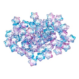 Honeyhandy Spray Painted Transparent Glass Beads, Star, Colorful, 8x8.5x4mm, Hole: 1mm, 30pcs/bag