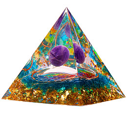 Honeyhandy Natural Purple Aventurine Crystal Pyramid Decorations, Healing Angel Crystal Pyramid Stone Pyramid, for Healing Meditation, 60x60x65mm