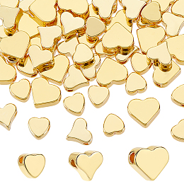 PandaHall Elite Elite 60Pcs 3 Styles Brass Spacer Beads, Long-Lasting Plated, Real 18K Gold Plated, Heart, 4.5~6x5~7x2.5~3mm, Hole: 1.2~1.6mm, 20pcs/style