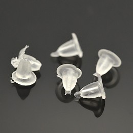 Honeyhandy Plastic Ear Nuts, Clear, 4x4mm, Hole: 0.5mm, about 10000pcs/bag