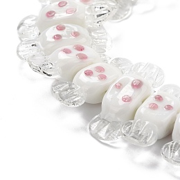 ARRICRAFT Handmade Lampwork Beads, Candy with Spot, WhiteSmoke, 26~29x9x7.5~8mm, Hole: 1mm