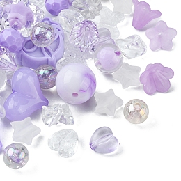 Honeyhandy Opaque & Transparent Acrylic Beads, Mixed Shapes, Dark Orchid, 7.5~33x7.5~43.5x4.5~16mm, Hole: 1.2~4mm, about 50g/bag