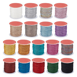 BENECREAT 18 Rolls 18 Colors Round Metallic Cord, for Jewelry Making, Colorful, 12-Ply, 0.8mm, about 27.34 Yards(25m)/Roll, 1 roll/color