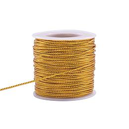 PandaHall Elite 50 Yards 2mm Metallic Cord Gold Braided Metallic Beading Cords Metallic Tinsel Cord Tinsel String for Gift Wrap Ribbon Craft Making