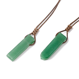 Honeyhandy Natural Green Aventurine Nugget Pendant Necklace with Waxed Cord for Women, 33.86~38.98 inch(86~99cm)