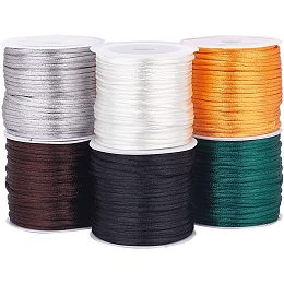 PandaHall Elite 96 Yards Satin Nylon Trim Cord 1.5mm Rattail Silky Cord Satin Bracelet String Thread for Macrame Kumihimo Friendship Bracelet Necklace Chinese Knot Dream Catchers Braid Hair Christmas