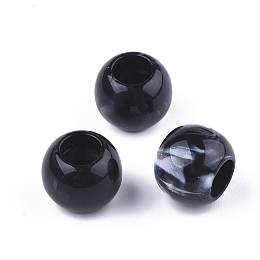 Honeyhandy Acrylic Beads, Imitation Gemstone Style, Rondelle, Black, 11.5x9.5mm, Hole: 5.5mm, about 760pcs/500g