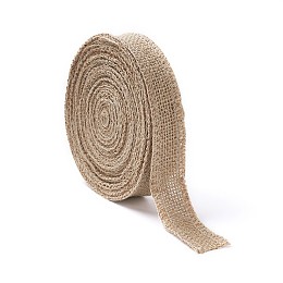 Honeyhandy Braided Burlap Ribbon, Hessian Ribbon, Jute Ribbon, For Jewelry Making, Tan, 1 inch(25mm)