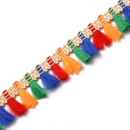 Colorful Polyester Tassel Fringe Trimming, Clothes Decoration, Costume Accessories, Navajo White, 7/8 inch(22mm), about 50 yards(45.72m)/card