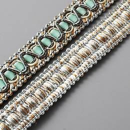 SUPERFINDINGS Polyester Braided Lace Trim, Garment Curtain Accessories, Turquoise, 3/4 inch(20mm), about 13.67 Yards(12.5m)/Card