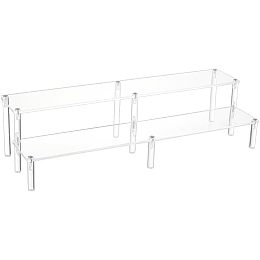 BENECREAT Acrylic Action Figure Display Riser Stands, 2 Tier Acrylic Risers Tiered Display Stand for Birthday Wedding Party Dessert Figures Display, 15.6x3x0.16inch