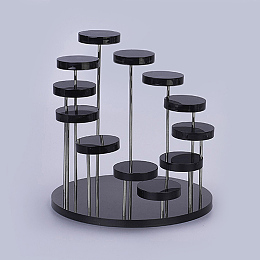 Honeyhandy Acrylic Organic Glass Ring Displays, Flat Round, Black, 14.4x15.3cm