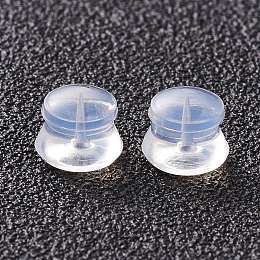 Honeyhandy Silicone Ear Nuts, Earring Backs, for Stud Earring Making, Clear, 5.5x4.5mm, Hole: 1mm