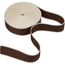 NBEADS About 10 Yards(9.14m) Polyester Webbing Strap, 1-1/2 Inch Wide Flat Heavy Ribbon with White Edge for Sewing, DIY Crafts, Home Party Decor, Gift Wrapping, Saddle Brown