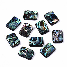 Honeyhandy Natural Abalone Shell/Paua Shell Beads, Rectangle, Colorful, 14.5x10.5x3.5mm, Hole: 1mm