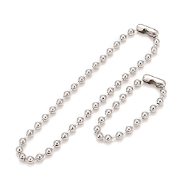 Honeyhandy 304 Stainless Steel Ball Chain Necklace & Bracelet Set, Jewelry Set with Ball Chain Connecter Clasp for Women, Stainless Steel Color, 8-7/8 inch(22.4~46.4cm), Beads: 8mm