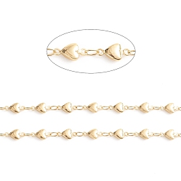 Honeyhandy Brass Heart Link Chains, Soldered, Long-Lasting Plated, Real 18K Gold Plated, 8.5x4.5x2.5mm