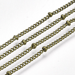 Honeyhandy Brass Curb Chains, Satellite Chains, Soldered, Antique Bronze, 2x1.5x0.4mm