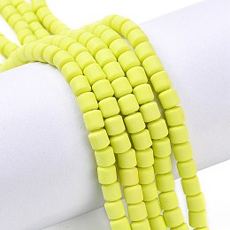 Honeyhandy Handmade Polymer Clay Bead Strands, Column, Yellow, 6.5x6mm, Hole: 1.2mm, about 61pcs/strand, 15.75 inch(40cm)