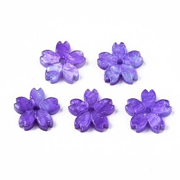 Honeyhandy Opaque Acrylic Beads, Sakura, Blue Violet, 10.5x11x2mm, Hole: 1.2mm