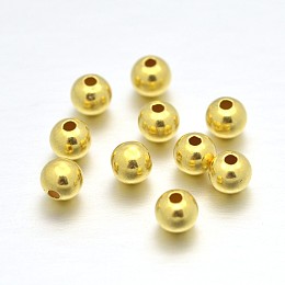 Honeyhandy Real 24K Gold Plated Sterling Silver Round Beads, 2mm, Hole: 1mm