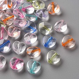 Honeyhandy Transparent Acrylic Beads, Heart, Mixed Color, 12x12x7mm, Hole: 1.5mm