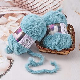 Honeyhandy Polyester & Nylon Yarn, Imitation Fur Mink Wool, for DIY Knitting Soft Coat Scarf, Sky Blue, 4.5mm