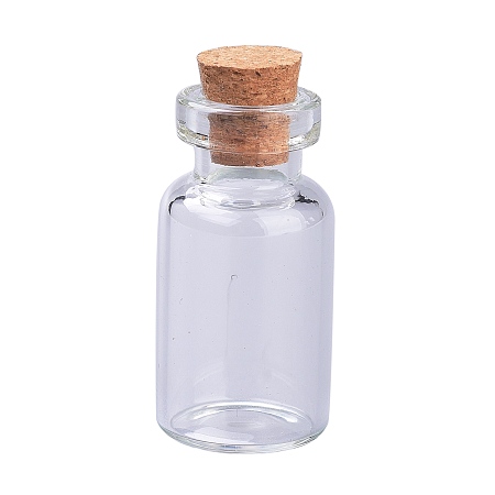 Honeyhandy Glass Bottles, with Cork Stopper, Wishing Bottle, Bead Containers, Clear, 1.55x3.1cm