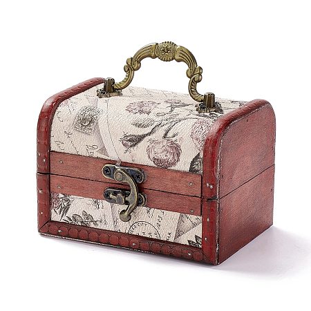 Honeyhandy Vintage Wooden Jewelry Box, Pu Leather Decorative Treasure ...