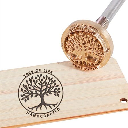 OLYCRAFT Wood Branding Iron BBQ Heat Stamp with Brass Head and Wood Handle for Wood, Leather and Most Plastics - Tree of Life